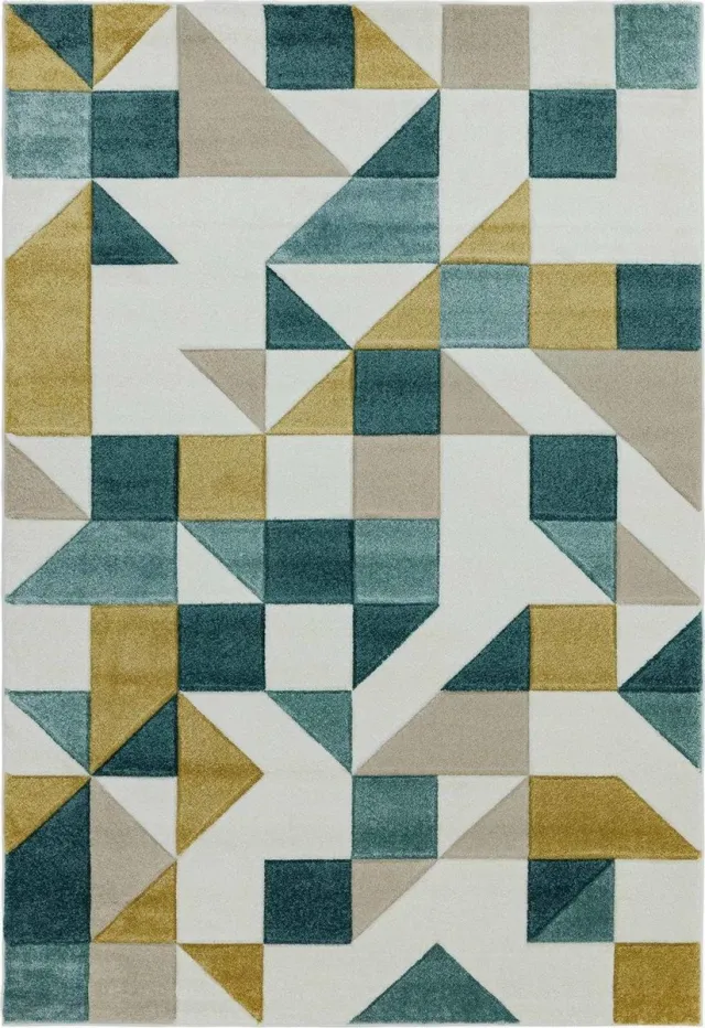 Eazy Living Easy Living - Sketch-Shapes-Green Vloerkleed - 200x290 - Rechthoek - Laagpolig Tapijt - Modern - Meerkleurig
