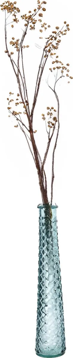 Decoris Vaas/bloemenvaas van gerecycled glas - D7 x H32 cm - transparant okergeel