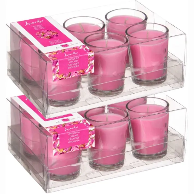 Arte r Arte regal geurkaarsen - 12x - orchidee geur - roze - 8 branduren - in glas - aroma kaars