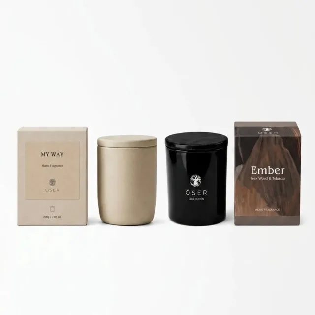 ÓSER Geurkaars Sojawas - Geurkaars Rituals - Geurkaarsen Geschenkset - Luxe Geur – 45 Branduren – Cadeau voor Woonkamer & Slaapkamer - Huisparfum - Huisgeur - Set van 2 Wit+Zwart