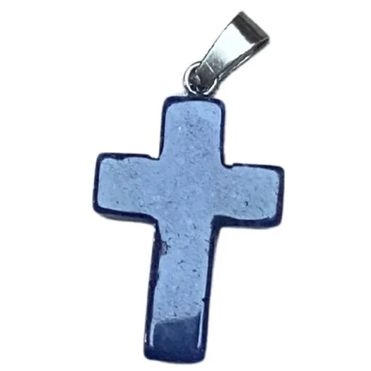 Namasté Lapis Lazuli Kruis Hanger – 24 mm – Natuursteen Edelsteen Hanger blauw