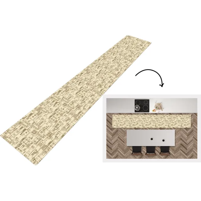 KitchenYeah Keukenloper - Keukenmat - Patronen - Huis - Skyline - 360x60 cm - Keuken vloerkleed Multicolor