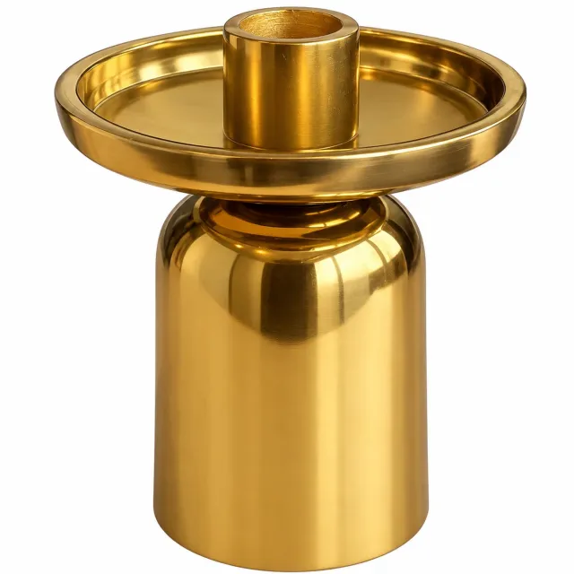 parlane kandelaar voor dinerkaars - warm goudkleurig - Ø10 x H13 cm