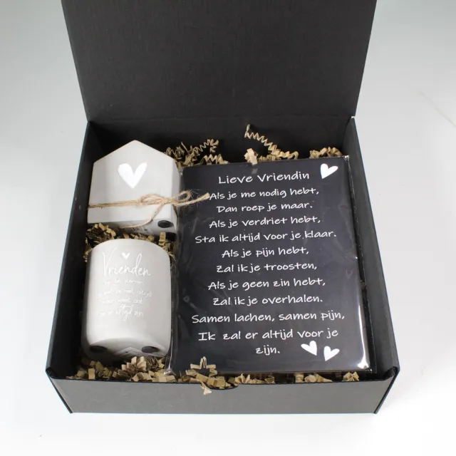 Sammies Giftboxes Minibox Vrienden - cadeau vriendschap - cadeau vriendin - cement house - cement candle zwart