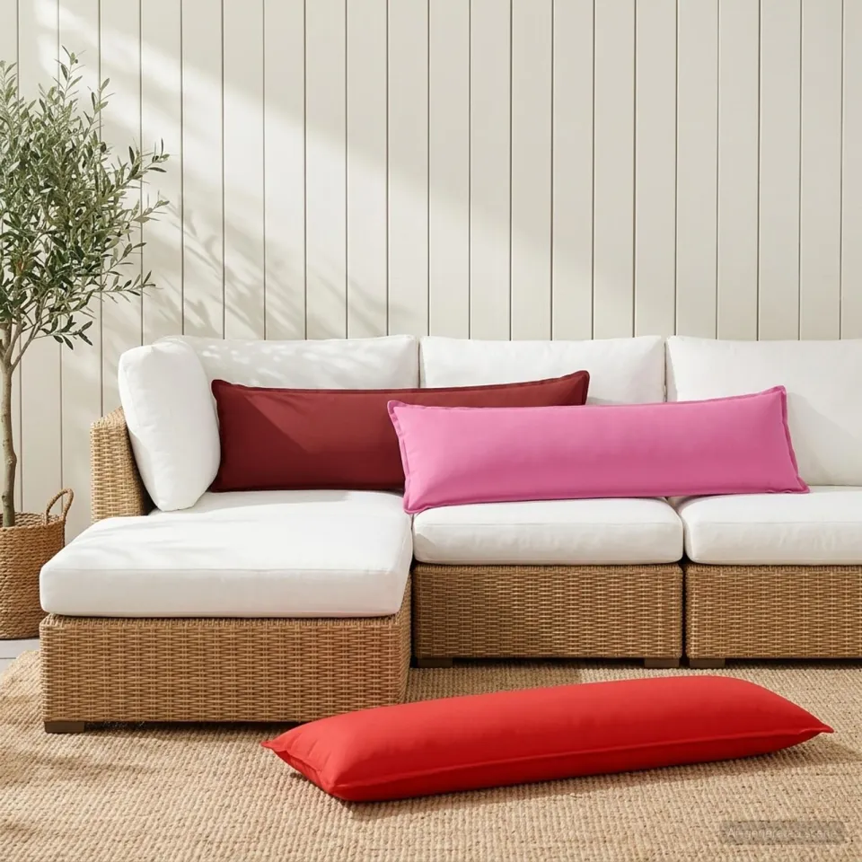vidaXL Dekenkussen - HOUTEN - Roze - 40 - x - 145 - cm - Polyester, foto 2
