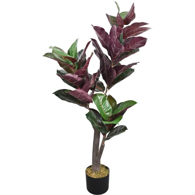 Decovego Kunstrubberboom, 110 cm Kunstplant, Robuuste Kunstplant, Levensechte Binnendecoratie, Onderhoudsvriendelijk & Allergievriendelijk