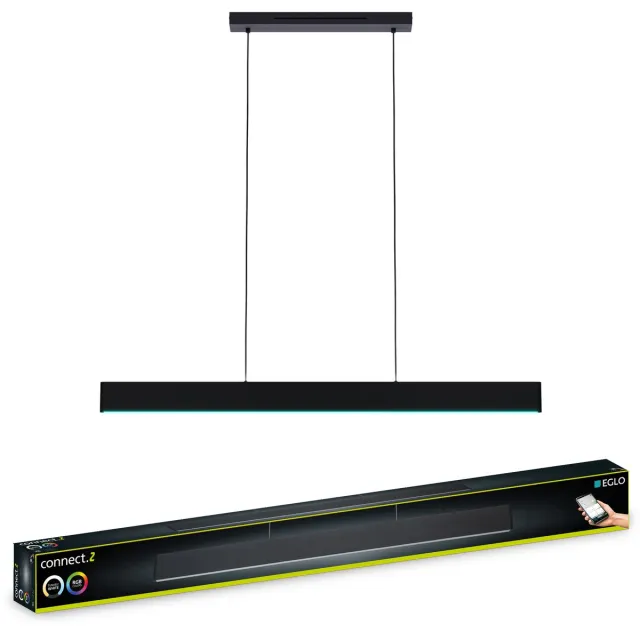 EGLO connect.z Andreas-Z Hanglamp - 117 cm - Zwart|Wit - Instelbaar RGB & wit licht - Dimbaar - Zigbee