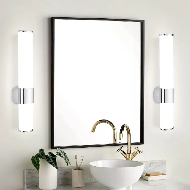 Glitzerlife Wandspots Badkamer Set van 2 - LED 6W - IP44 Waterdicht - ABS & PC - Ø30cm - Chroom - Badkamerlampen 2x Chroomkleurig