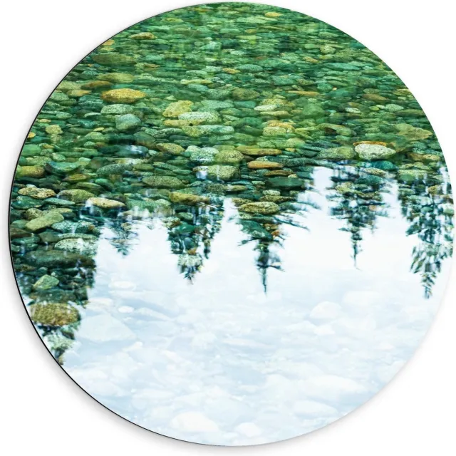 KuijsFotoprint Dibond Wandcirkel - Weerspiegeling van Bomen in Water - 60x60cm Foto op Aluminium Wandcirkel (met ophangsysteem) Blauw