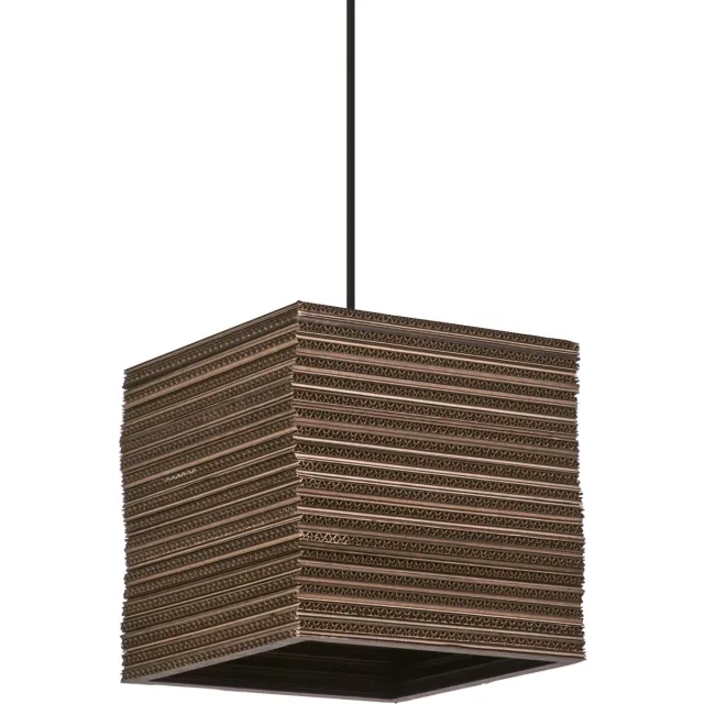Osram hanglamp Decor Cardboard Square bruin van golfkarton, lichtgewicht, E27, diameter 250 mm, duurzaam dankzij vervangbare lichtbron, eenvoudige montage