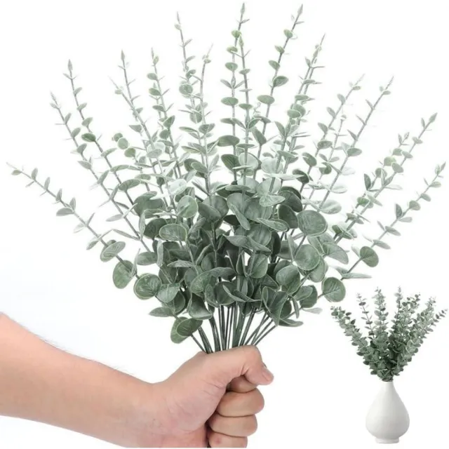 GelldG 30 stuks kunstmatige eucalyptus takken - Kunstmatige eucalyptus boomdecoratie - Kunstplanten - 38 cm - Eucalyptus stengels - Geschikt voor tuinen, bruiloften, feesten, woonaccessoires - Groen groente