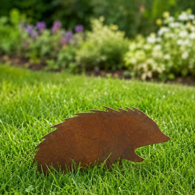 Mocarra Tuinprikker egel - cortenstaal | Decoratie voor in de tuin | Sfeervolle tuindecoratie | Roestig silhouet roestbruin