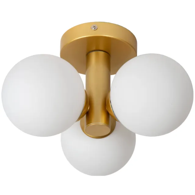 Lucide TRUDY - Plafonnière Badkamer - Ø28 cm - 3xG9 - IP44 - Mat Goud / Messing