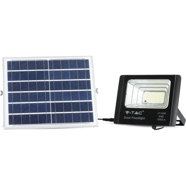 V-TAC VT-40W Solar Schijnwerper - IP65 Waterdicht - Zwart - 16W - 1050 Lumen - 4000K