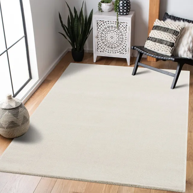Muratap Uni Effen Laagpolig Vloerkleed Modern Creme- 200x290 CM