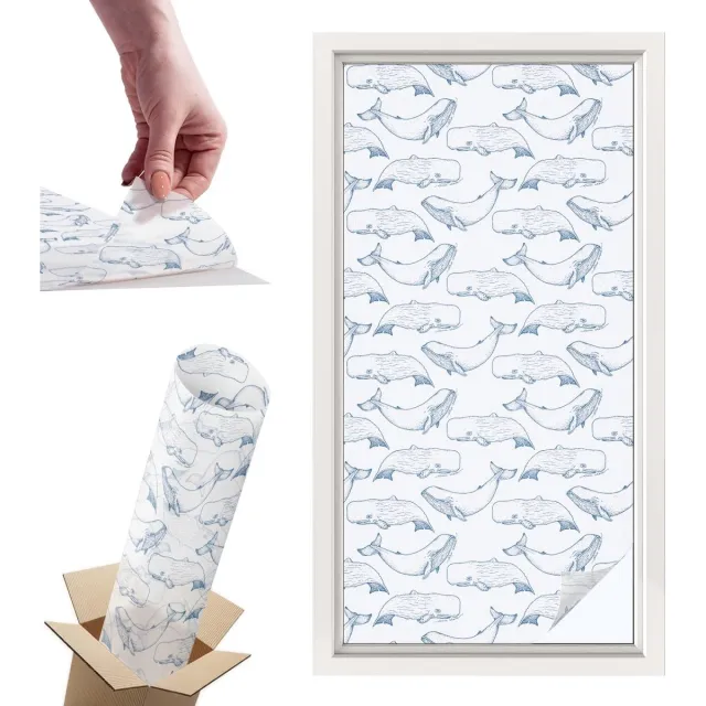 TULUP Raamfolie Anti inkijk - Inspiratie uit de zee Privacy Folie Raam - 50x100 cm - Wit Anti inkijk Folie - Raamfolie Tegen inkijk Glas in Lood - Voor de badkamer, slaapkamer, hal - Raamfolie Zonwering Wit - Inspiratie uit de zee