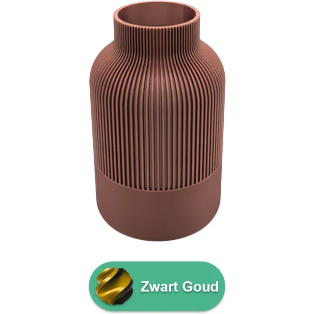Lovora Rillo Japandi Vaas - Decoratievaas Droogbloemen - Zwart / Goud - 34CM