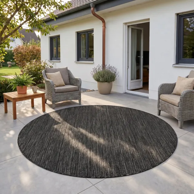 Ayyildiz Mira – Binnen- en buitenkleed – Zwart – Ø 80 cm rond