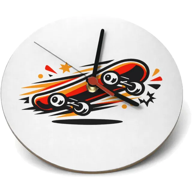 Mr Cadeautjes Klok rond Ø 19 - design Een compacte naamprint met een energiek icoon dat snelheid u | cadeau Wit