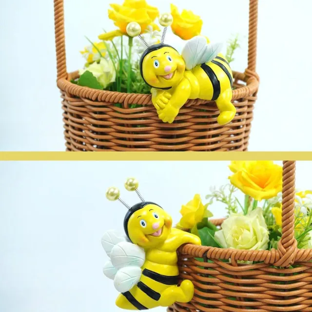 Cosensi Tuinbijenfiguren voor buiten, decoratieve lente ornamenten - Set van 2 | Weerbestending en gemaakt van hars | Tuindecoratie voor bloempot, balkon en woonkamer | Bijendecoratie voor een vrolijke sfeer in de tuin
