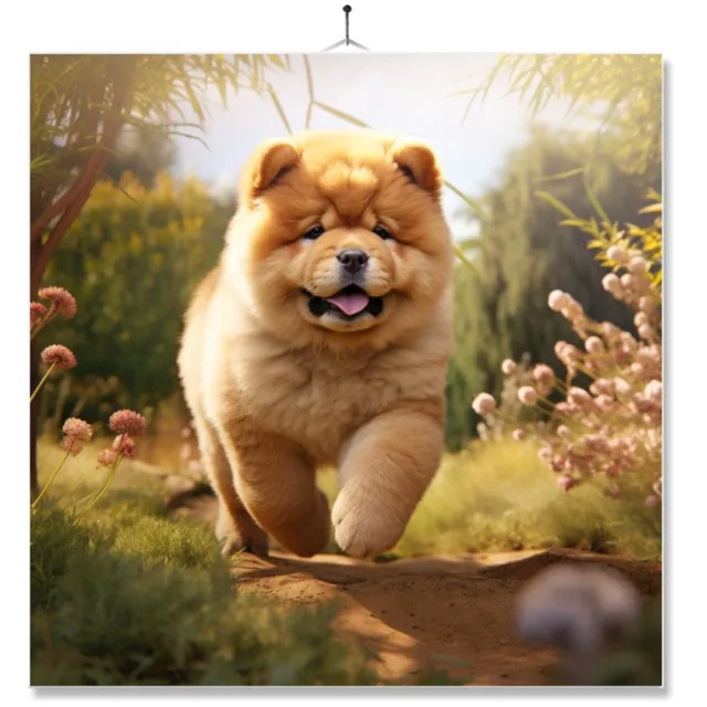 MC Living Tegel Met Opdruk | Geschenk | Puppy In De Tuin | ChowChow Ontwerp 1