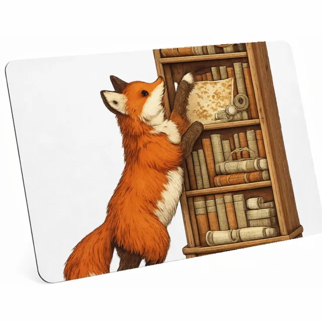 Mr Cadeautjes MDF magnetische fotolijst 28 x 19 - design Een nieuwsgierige vos die tussen stapels oude kaarten en boe | cadeau Wit
