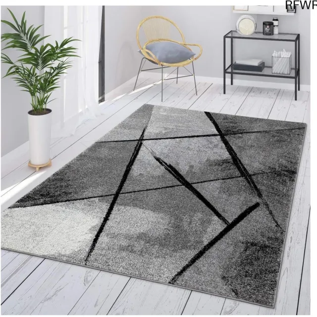 RFWR Vloerkleed Grijs Vintage Laagpolig Met Geometrisch Patroon - 80x150 cm