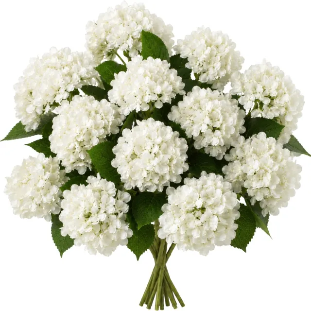 ROSIFY Kunstbloemen Kunst Hortensia - Nepbloemen - Kunstbloemen Boeket - Set van 12 stuks - 46cm - Wit Wit 12