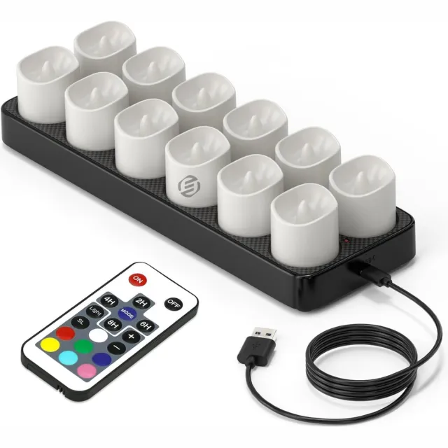 Equivera Oplaadbare LED Kaarsen - Elektrische Kaarsen - Oplaadbare Waxinelichtjes - Realistische Kaarsen - Kerstverlichting - Veilig en Duurzaam White