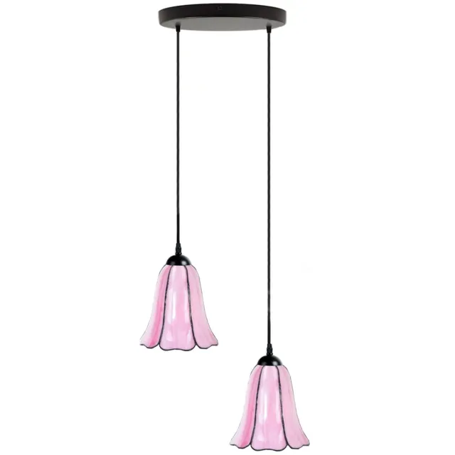 Coloured by Art Tiffany Kroonluchter Liseron Pink 2 - Art Deco Trade Roze