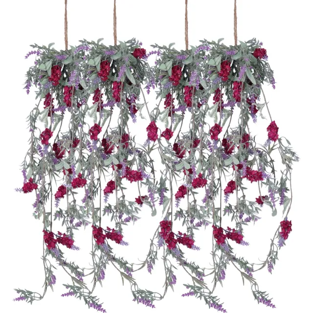 Decoris Lavendel Bloemen slinger - 4x stuks - Licht paars - kunstplanten - 80 cm- Kunstplanten/kunsttakken Lavender paars