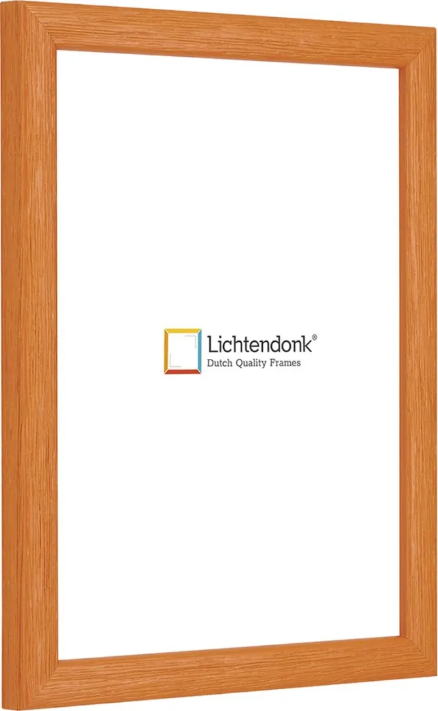 Lichtendonk Fotolijst - Fotokader - Oranje - Halfrond met zichtbare houtnerf - Fotomaat 18x32 - Ontspiegeld glas - Art.nr. 1055006218321