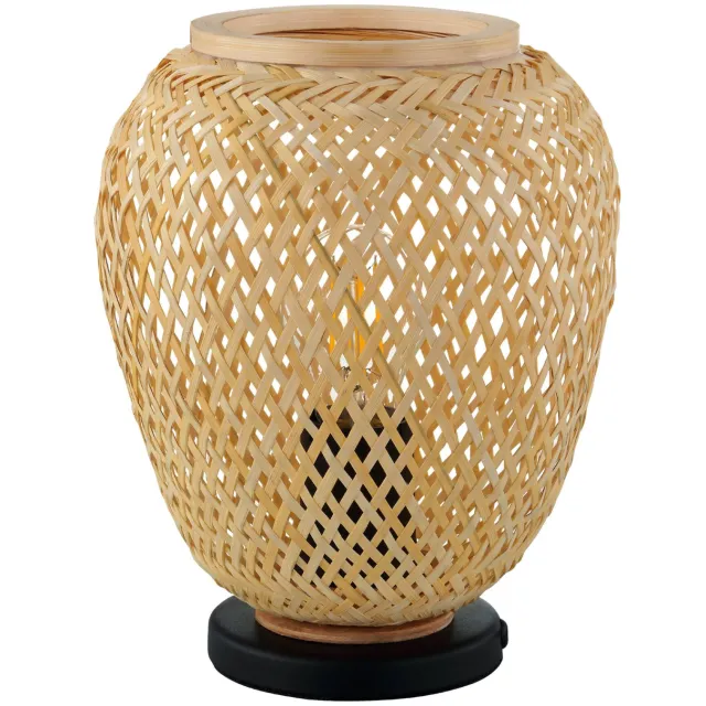 Eglo Dembleby Tafellamp - E27 - 25 cm - Zwart|Natuur Zwart;Lichtbruin;