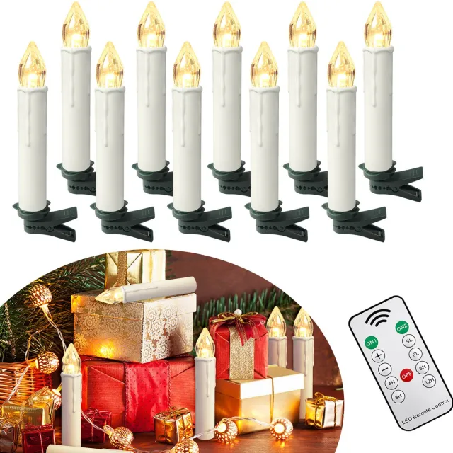 Froadp 20er LED-Kerzen Voor Kerstmis Draadloos Warmwit Met Timer, Afstandsbediening & Clips Voor Kerstboom, Kerstd decoratie, Feest & Huwelijksdecoratie, Dimmbaar