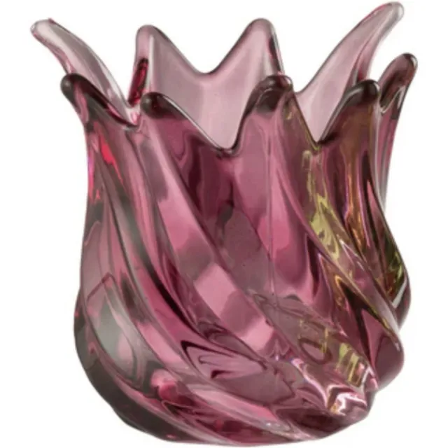 B Living Glazen Waxinelichthouder – Dieproze – Golvend Design - 9,3 cm