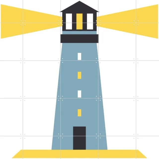 IXXI The Lighthouse - blue, Studio Kars + Boom - 100 x 100 cm - Grote wanddecoratie en posters - Grafisch Ontwerp, Geometrische Kunst, Speels Lichte tinten / Blauw