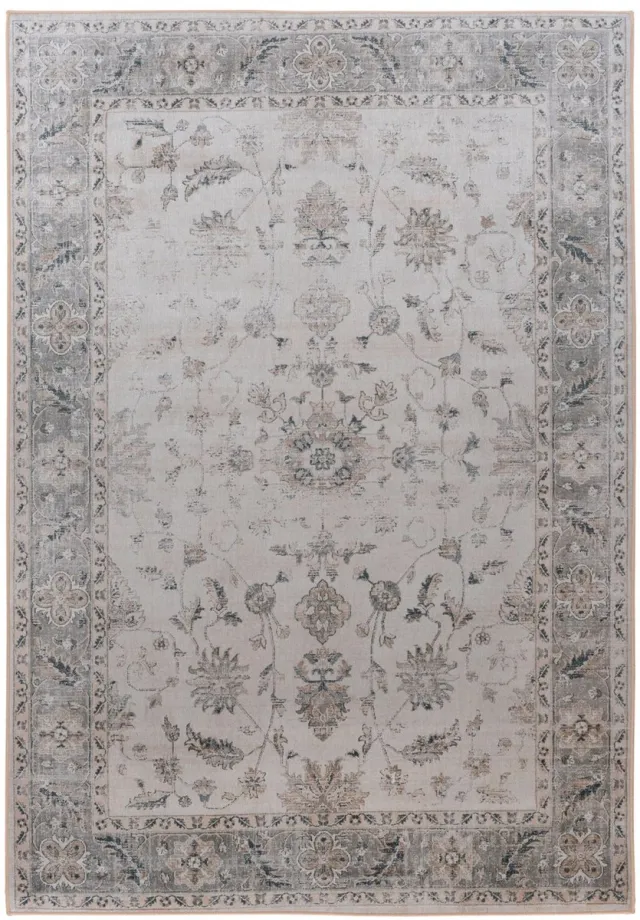 Padiro elegant laagpolig vloerkleed 80 x 150 cm - lichtbeige - vintage patroon - voor vloerverwarming - van polyester en katoen