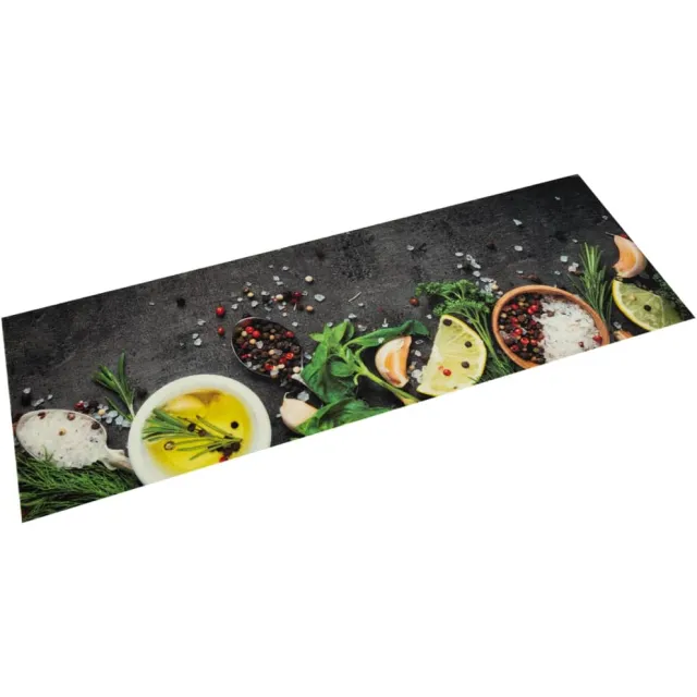 vidaXL Keukenmat wasbaar kruidenprint 60x180 cm fluweel Grijs
