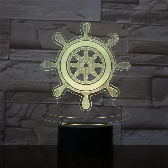 MC Living 3D Led Lamp Met Gravering - RGB 7 Kleuren - Stuurwiel
