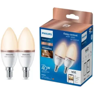 Philips Slimme Ledlamp C37 E14 4,9w 2 Stuks Wit