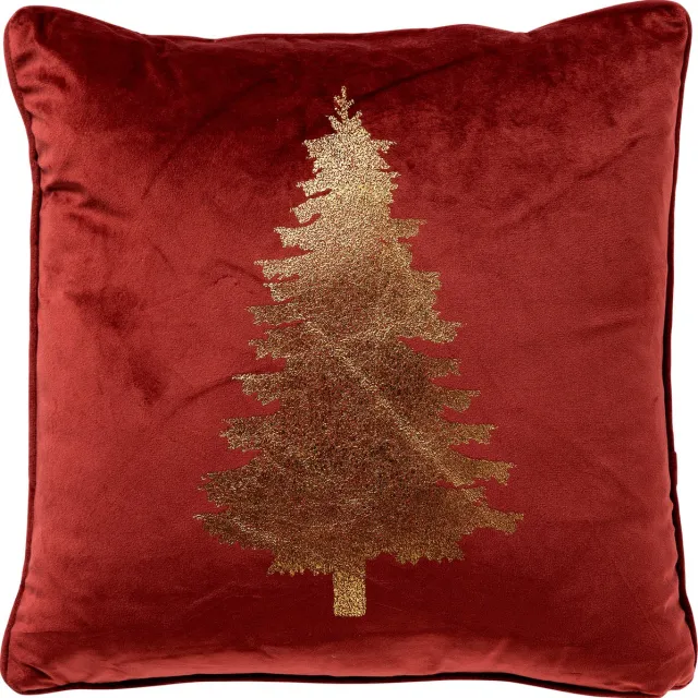 Textino TREE - kussenhoes 45x45 cm - kerst - fluweel - Biking Red - rood