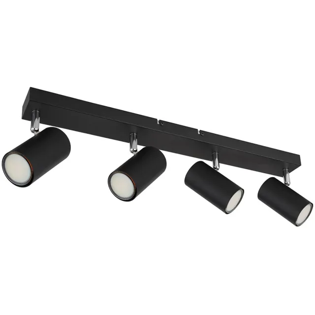 Globo Plafondspot Plafondlamp spot 4 vlammen zwart woonkamer modern, draaibare spot, metaal, 4x GU10, LxBxH 56x6x12