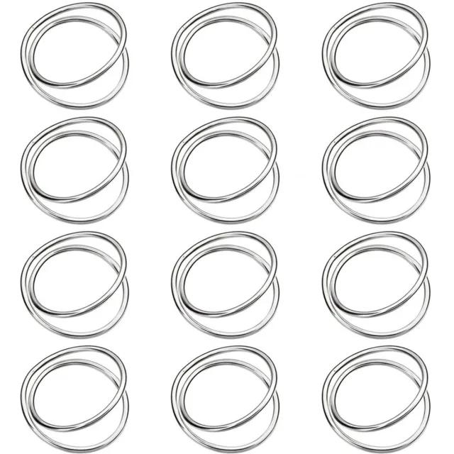 NUVEX Zilverkleurige servetringen set van 12 – metalen servethouder ringen met dubbel rond ontwerp – minimalistische servet houders met overlappende cirkels – tafelaccessoires voor diner feest restaurant en tafeldecoratie
