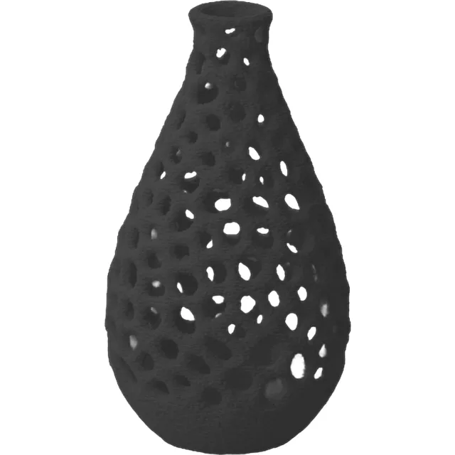 Layvo LIVA Vaas - Zwart - D15 x H25 cm - droogbloemen vaas - organische vaas - gerecycled plastic