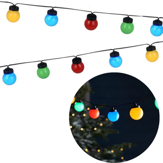 Cheqo Lichtsnoer - Fairy Lights - Lichtslinger voor Binnen en Buiten - Kerst Verlichting - Tuinverlichting - Feestverlichting - Multicolor - 10 LED Bolletjes - 5 Meter