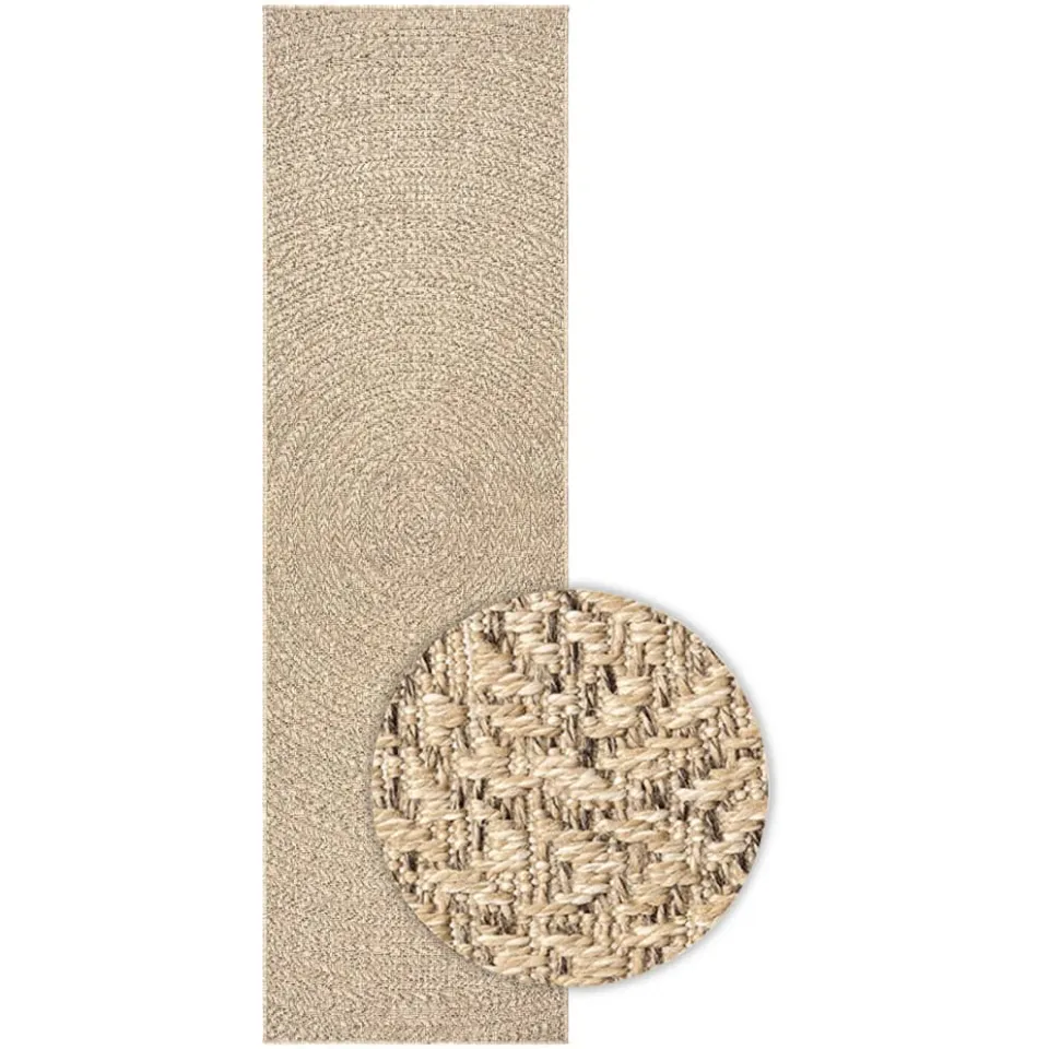 vidaXL Vloerkleed ZIZUR binnen en buiten 80x250 cm jute look Bruin