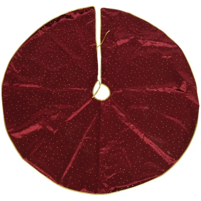Decoris Bellatio decorations Kerstboomrok / kerstboom kleed - velvet rood - van stof - Dia 120 cm Donkerrood