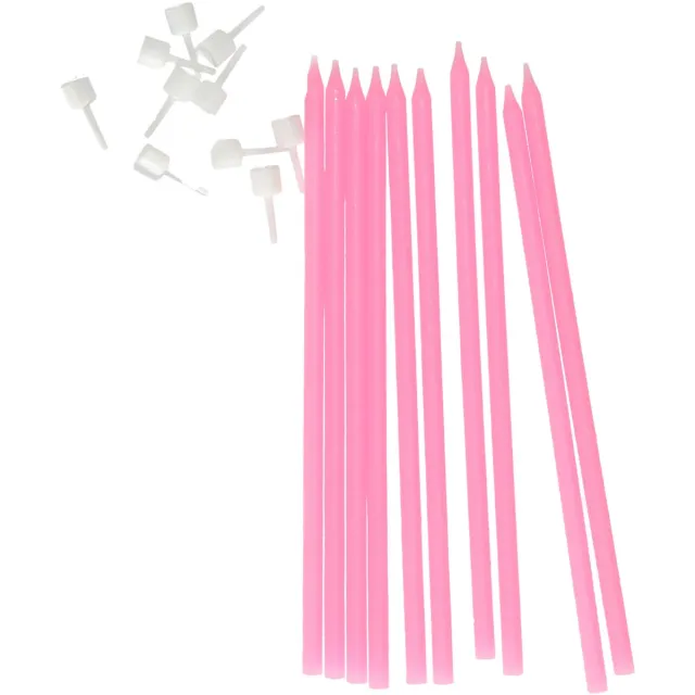 Givi Italia Taartkaarsjes - 10x - lichtroze - 15,5 cm - smalle kaarsen - geurloos - verjaardag