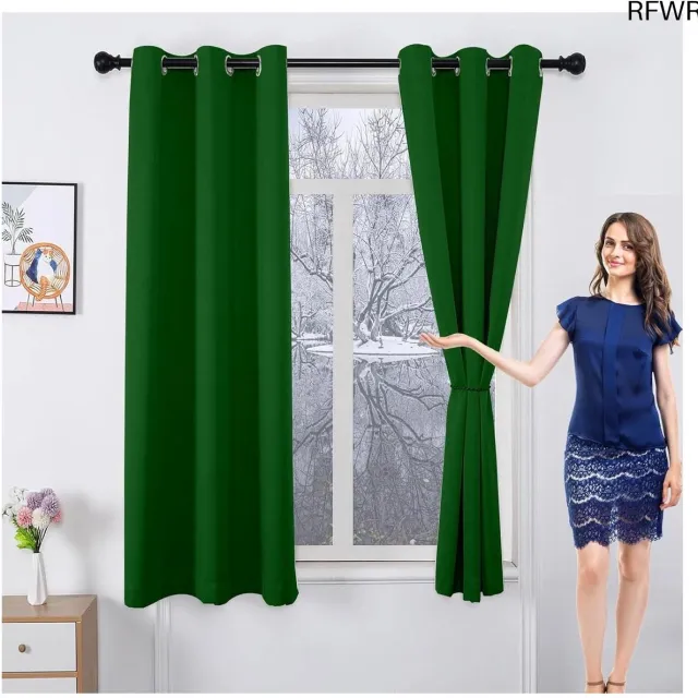 RFWR Geïsoleerde Verduisteringsgordijnen 220 x 70 cm - Wasbare Insectenbescherming, Polyester Fluwelen Gordijnen Voor Feestdecoratie, Donkergroen