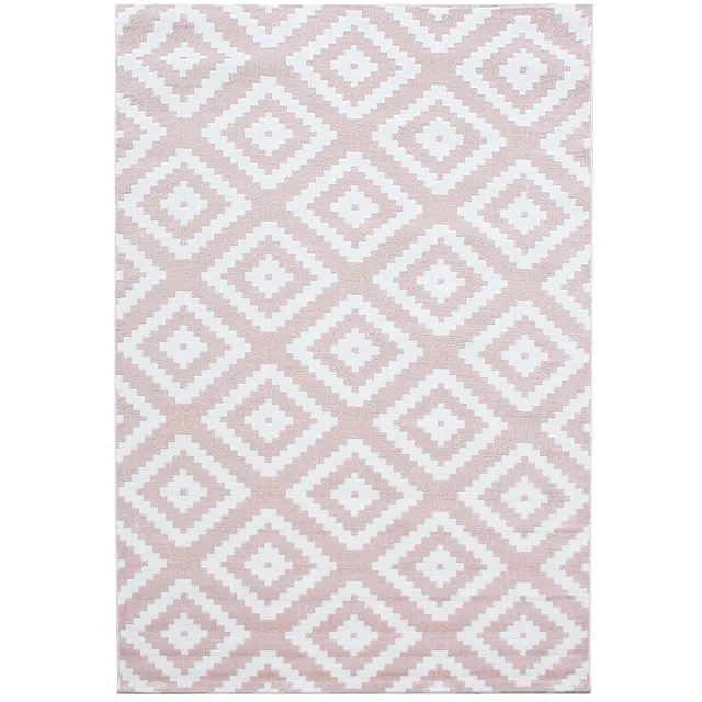 Dutch XXL Scandinavisch Vloerkleed | Tapijt | Plus | Ruiten | Roze | 160x230 cm